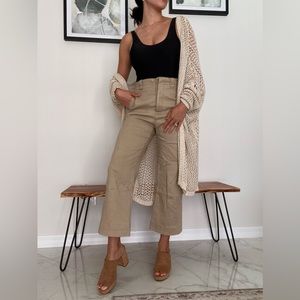 High rise khaki wide leg pants
